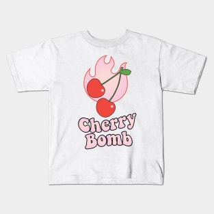 Cherry Bomb and Pink Flaming Design Kids T-Shirt